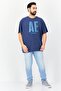Men Crew Neck Short Sleeve Graphic Print T-Shirt, Faded Navy - 3