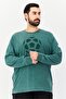 Men Crew Neck Long Sleeve Graphic Print T-Shirt, Green