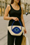 Kaan Home Evil Eye Bead Woven Natural Look Vegan Beach or Daily Bag with Self-Drawstring Strap - 4