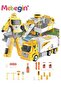 Robot Transforming Truck Toy Set with Road Barrier Traffic Signs, Transforming Engineering Car Toy
