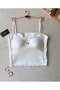 Chole Imported Cotton Chest Cut-Out Ring Covered Detail Ultra Comfortable Bustier with Thin Straps - 2