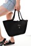 Women's Straw Bag Hand Braided Jute Straw Shoulder Beach Bag - 3