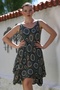 Italian Khaki Pool Collar Sleeveless Geometric Patterned Lined Casual Woven Dress 108 58 - 3