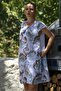 Italian White Boat Neck Low Sleeve Shawl Pattern Casual Linen Woven Dress with Hidden Pocket 100 65 - 4