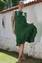 Dark Green Round Neck Sleeveless Ruffle Hem Casual Woven Dress 120 58 - 7