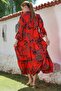 Pomegranate Judge Collar Ruffle Sleeve Button Skirt Ruffle Allover Printed Woven Dress 130 58 - 2