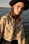 Women's Hijab Caramel Brush Printed Full Covered 3 Piece Swimsuit Set - 5