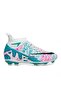 Lace-Up Sports Cleats Unisex Cleats with White and Turquoise Pattern