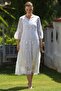 Italian White V-Neck Ruffle Sleeve Lined Sequin Sequin Detail Lace Silk Woven Dress 128 55 - 8