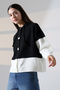 V-Neck Hooded Lace-Up Long Sleeve Two-Color Panel Button Soft Texture Design Stylish Knitwear Cardigan - 4