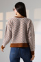 Round Neck Long Sleeve Buttoned Diamond Jacquard Patterned Furry Soft Textured Knitwear Cardigan - 2