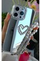 iPhone 16 Promax Compatible Mirrored Charm Heart Design Silicone Case - 3