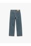 Regular Waist Straight Fit Buttoned Cotton Straight Leg Jean Trousers - Straight Fit Jean - 5
