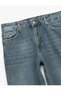 Regular Waist Straight Fit Buttoned Cotton Straight Leg Jean Trousers - Straight Fit Jean - 6