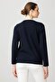 بلوزة نسائية أساسية من الصوف بأكمام طويلة ورقبة دائرية K. Navy Blue - 3