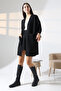 V-Neck Corded Fabric Brioche Knit Double Pocket Half 3/4 Sleeve Midi Length Winter Knit Cardigan