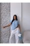 Women's New Season Boat Neck Low Sleeve Linen Knitted Sweater Blouse - 5
