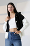V-Neck Hooded Lace-Up Long Sleeve Two-Color Panel Button Soft Texture Design Stylish Knitwear Cardigan