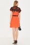 Women's Orange Judge Collar Short Sleeve Waist Belted Shirt Dress Arm-25Y001054 - 5
