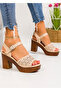 Sandale cu toc dama bej A117