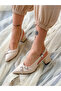 Own Beige Patent Leather Buckle 5 cm Heel Sandals - 5