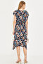 Women's Navy Floral Elastic Waist Tie Patterned Dress Arm-22Y001044 - 5