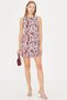 Women's Burgundy O-Neck Bodycon Flared Back Zipper Mini Dress Arm-25Y001074 - 5