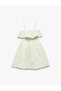 Off-The-Shoulder Brode Detailed Cotton Strap Dress