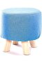 FFD Round Footrest Ottoman Chair - Fabric Padded Seat Pouf (Blue) - 8
