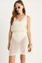 Women's Ecru Waist-Slit V-Neck Beach Dress 20251015 - 4