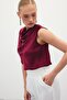 بلوزة ديجاجي ياكا من الساتان - أحمر كلاريت - 5