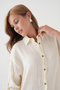 Women's Muslin Long Shirt Tunic Buttoned Comfortable Fit Breathable Casual Summer Tunic Dress - 6