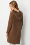 Women's Hooded Pocket Metal Button Aphrodite Knitwear Coat Brown - 4