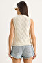 Women's Ecru Knitted Detailed Basic Sleeveless Knitwear Blouse 20251035 - 5