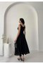 Black Square Neck Gipeli Midi Dress - 5