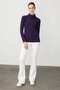 Women's Full Turtleneck Sleeve Beaded Wool Sweater K.Purple - 6
