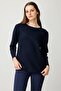 Women's Crew Neck Verev Stone Sweater K.Navy Blue - 4