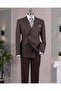 Italian Style Slim Double Breasted Men's Single Jacket Brown T13661