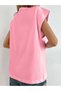 Pink Low Sleeve Cotton Knitted Basic T-Shirt |   Crew Neck Regular Fit Single Jersey Fabric Casual Summer Sleeveless Women's T-Shirt - 7