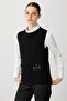 Women's Crew Neck Pocket Top Floral Embroidered Wool Sweater Black - 5
