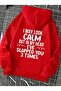 I May Look Calm Back Printed Hooded Pocket Cotton Red Sweatshirt