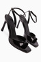 Nova Black Patent Leather Ankle Buckle Thin Heeled Women's Shoes - 4
