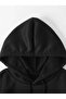 Slay All Day Printed Hooded Pocket Black Sweatshirt with Wool Inside - 3