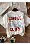 تي شيرت برقبة دائرية كبيرة الحجم مطبوع عليه Coffee Club للجنسين - 3