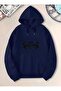Ghostemane Printed Hooded Pocket Cotton Navy Blue Sweatshirt