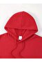 Soccer Rythm Printed Hooded Pocket Red Sweatshirt with Wool Inside - 3