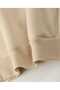 Puzzle Heart Printed Hooded Pocket Cotton Beige Sweatshirt - 4