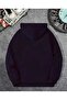 Sunflower Printed Hooded Pocket Inside Wool Navy Blue Sweatshirt - 2