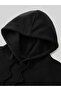 Moon Printed Hooded Pocket Cotton Black Sweashirt - 3