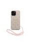 iPhone 13 Pro Max Compatible Case Licensed M-Safe Compatible Wrist Strap Drawstring Lettering Logo Cover Pink